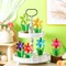 24 Pcs Summer Daisy Wood Signs Retro 3D Flowers Table Decoration Rustic Farmhouse Flower Table Centerpiece Multicolor Flowers Floral Block Tabletop Signs for Tiered Decor